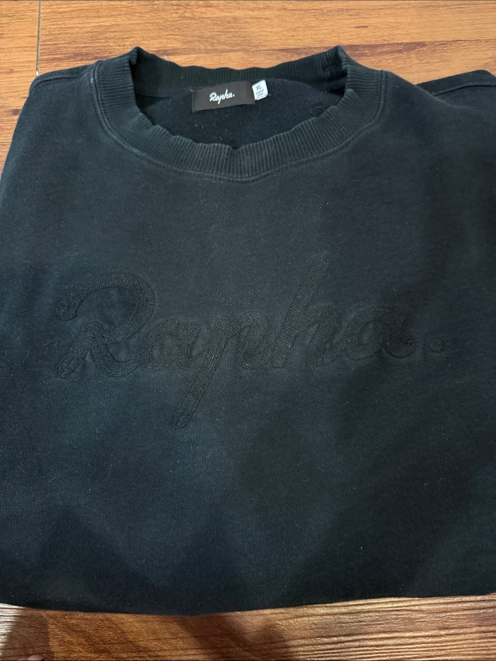 Rapha Black Crewneck with Tonal Script Logo